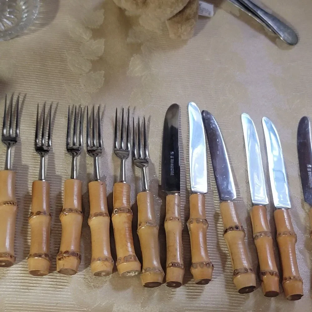 Seki Hamono KK Bamboo Handle Knives Set of 6 Cocktail/Appetizer New, old stock